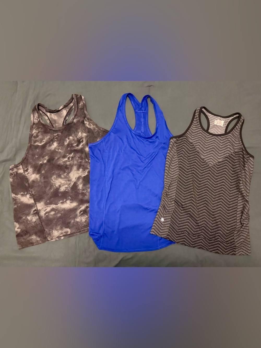Athleta Racerback Tank Trio - Royal Blue + Black/Gray Prints Size XL/1X